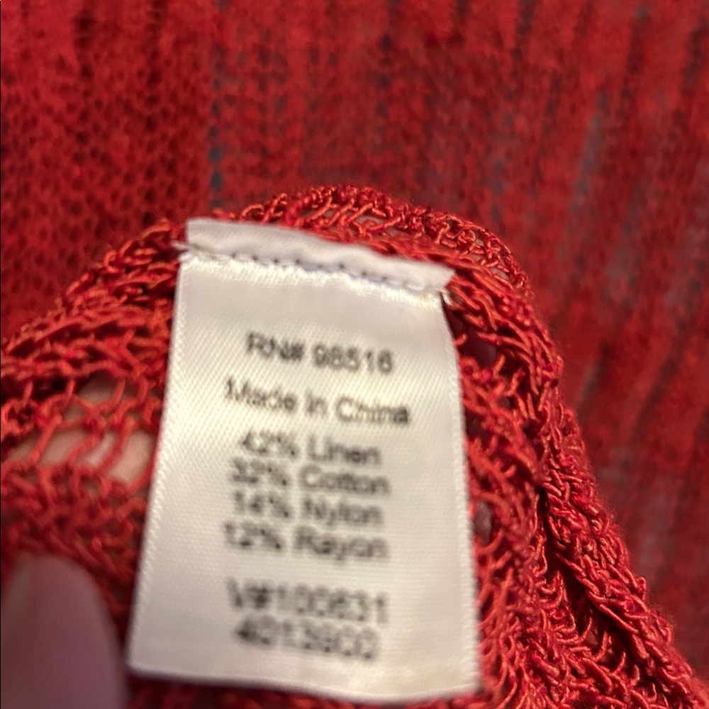 Lightweight Open-Front Short Sleeve Sweater Cardigan - Red - Picture 3 of 4